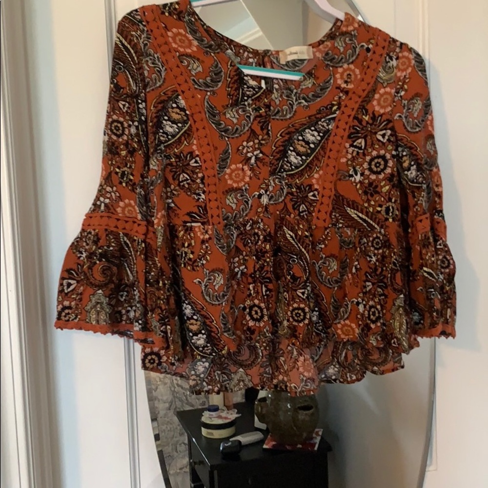Boho top with bell sleeves